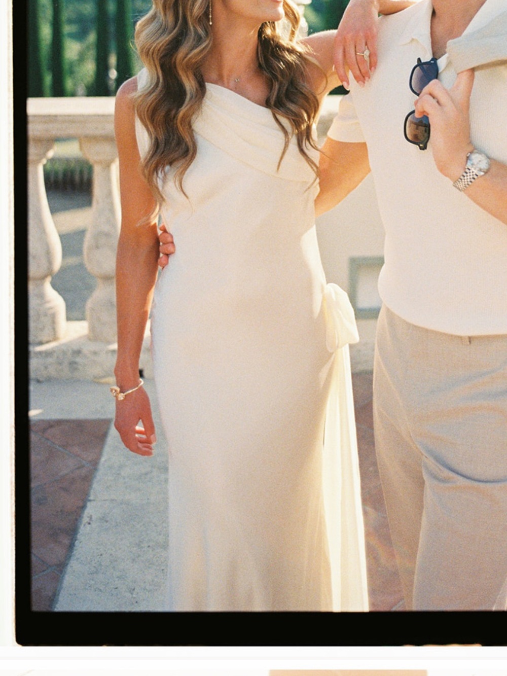 Arcina Ori Helena Chiffon-Detailed Satin Gown Ivory – Altered XS - Picture 11 of 12
